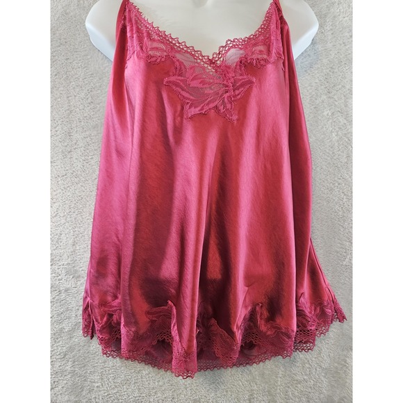 Soma Sensual Lace Camisole Womens XXL Pink Red Satin Sleepwear Lingerie Top - Picture 4 of 14
